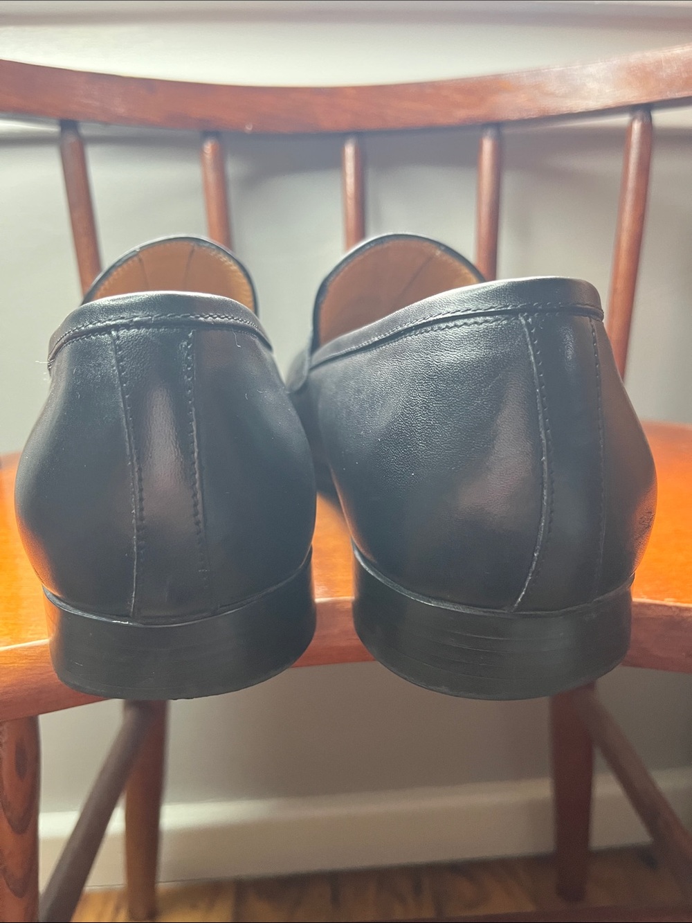 Santoni Black Leather Penny Loafers Italian Made Men’s Size 10 - Picture 10 of 10